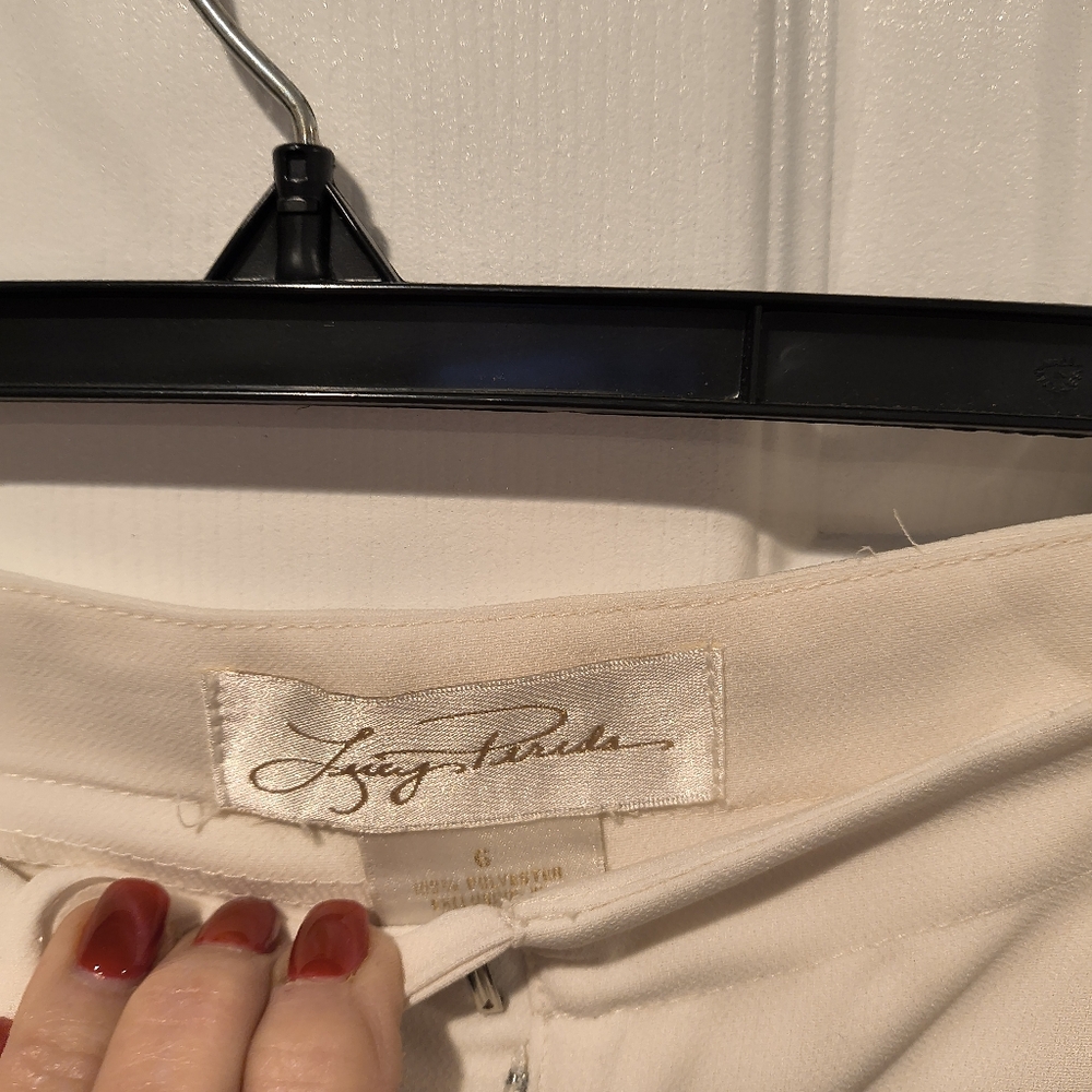 Lucy paris Cream Lined Pants With embroidery On Leg